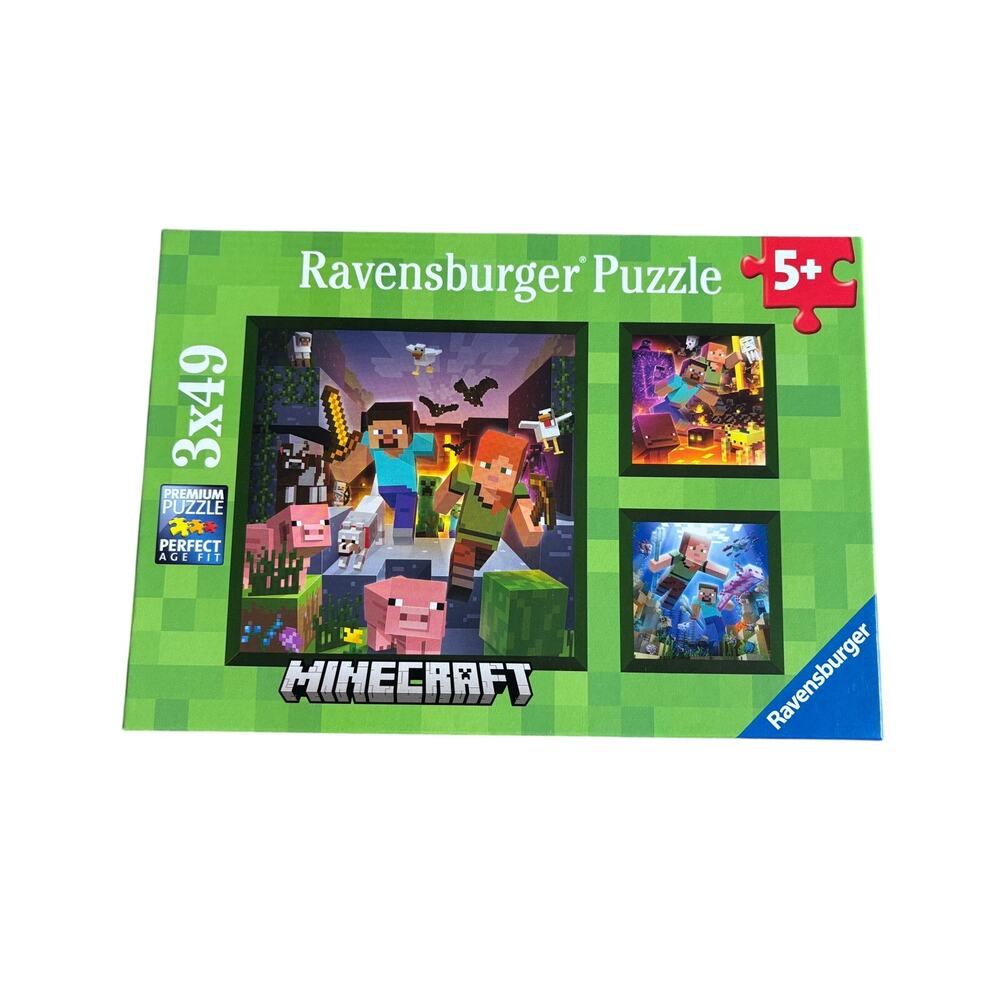 Ravensburger Minecraft 3x49 Piece Jigsaw Puzzle Set 147 Pieces Ages 5+ NEW